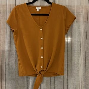 J Crew Tie Shirt, orange, size: small